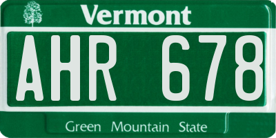 VT license plate AHR678