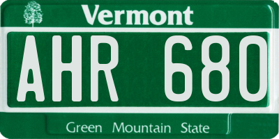 VT license plate AHR680