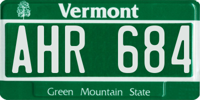 VT license plate AHR684