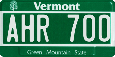 VT license plate AHR700