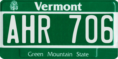 VT license plate AHR706
