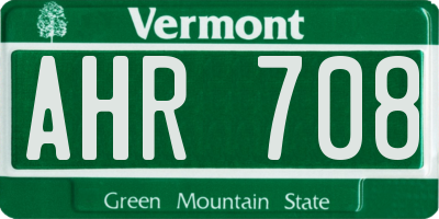VT license plate AHR708