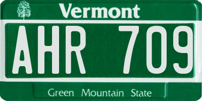 VT license plate AHR709