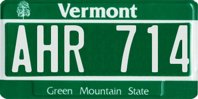 VT license plate AHR714