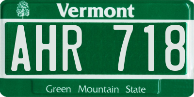 VT license plate AHR718