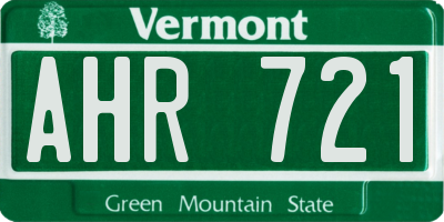 VT license plate AHR721