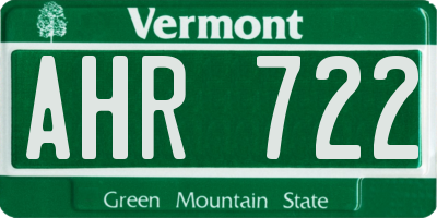 VT license plate AHR722