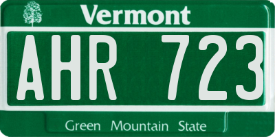 VT license plate AHR723