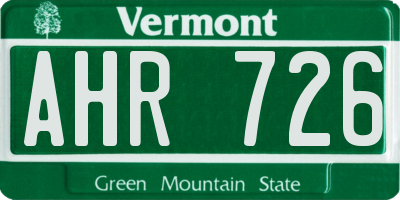 VT license plate AHR726