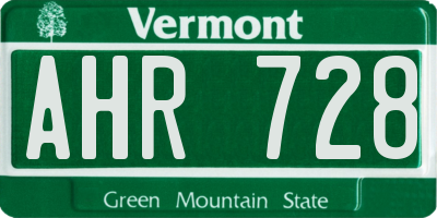 VT license plate AHR728