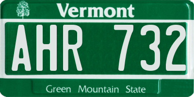 VT license plate AHR732