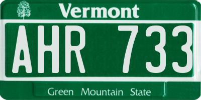 VT license plate AHR733