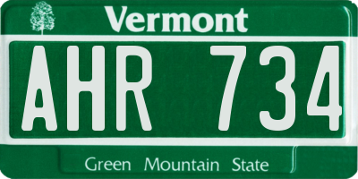 VT license plate AHR734