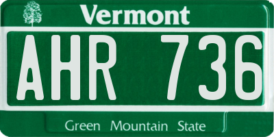 VT license plate AHR736