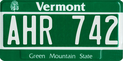 VT license plate AHR742