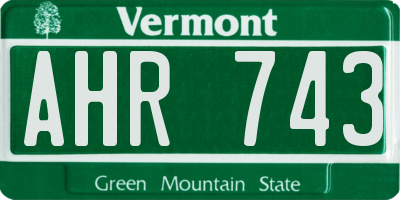 VT license plate AHR743