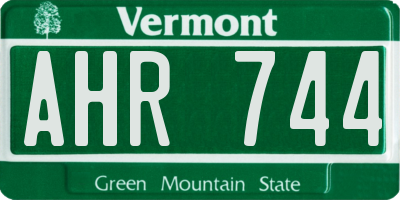 VT license plate AHR744