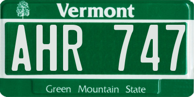 VT license plate AHR747