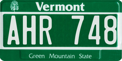 VT license plate AHR748