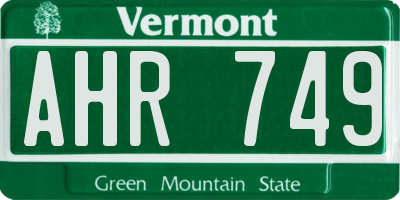 VT license plate AHR749