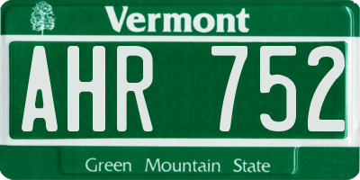 VT license plate AHR752