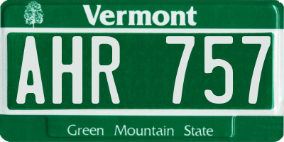 VT license plate AHR757
