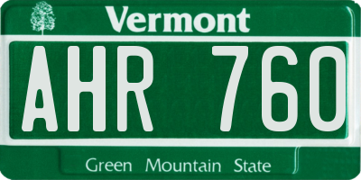 VT license plate AHR760