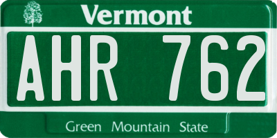 VT license plate AHR762