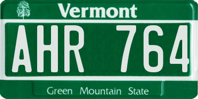 VT license plate AHR764