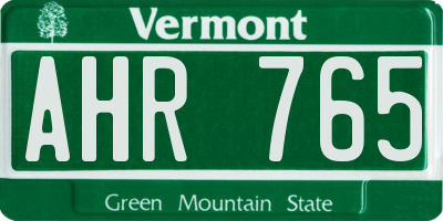 VT license plate AHR765