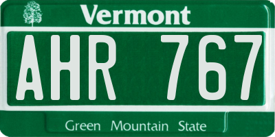 VT license plate AHR767