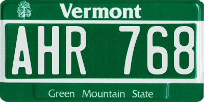 VT license plate AHR768