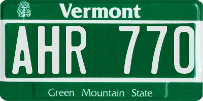 VT license plate AHR770