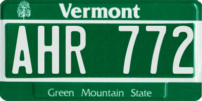 VT license plate AHR772