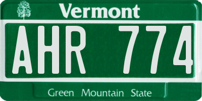 VT license plate AHR774