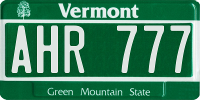 VT license plate AHR777