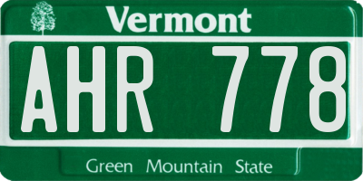 VT license plate AHR778
