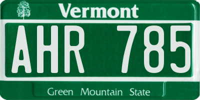 VT license plate AHR785