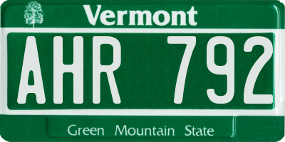 VT license plate AHR792