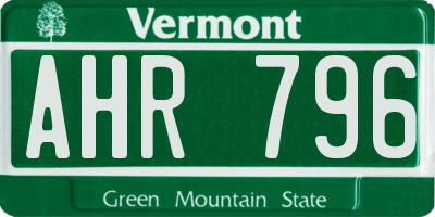 VT license plate AHR796