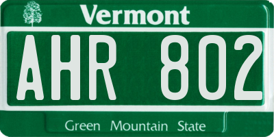 VT license plate AHR802