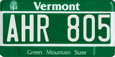 VT license plate AHR805