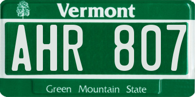VT license plate AHR807