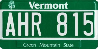 VT license plate AHR815