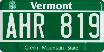 VT license plate AHR819