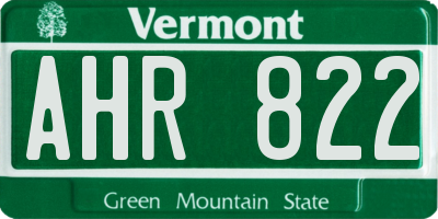 VT license plate AHR822