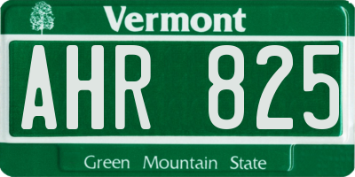VT license plate AHR825