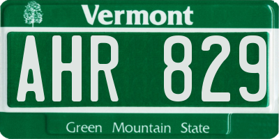 VT license plate AHR829