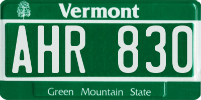 VT license plate AHR830