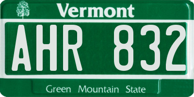 VT license plate AHR832